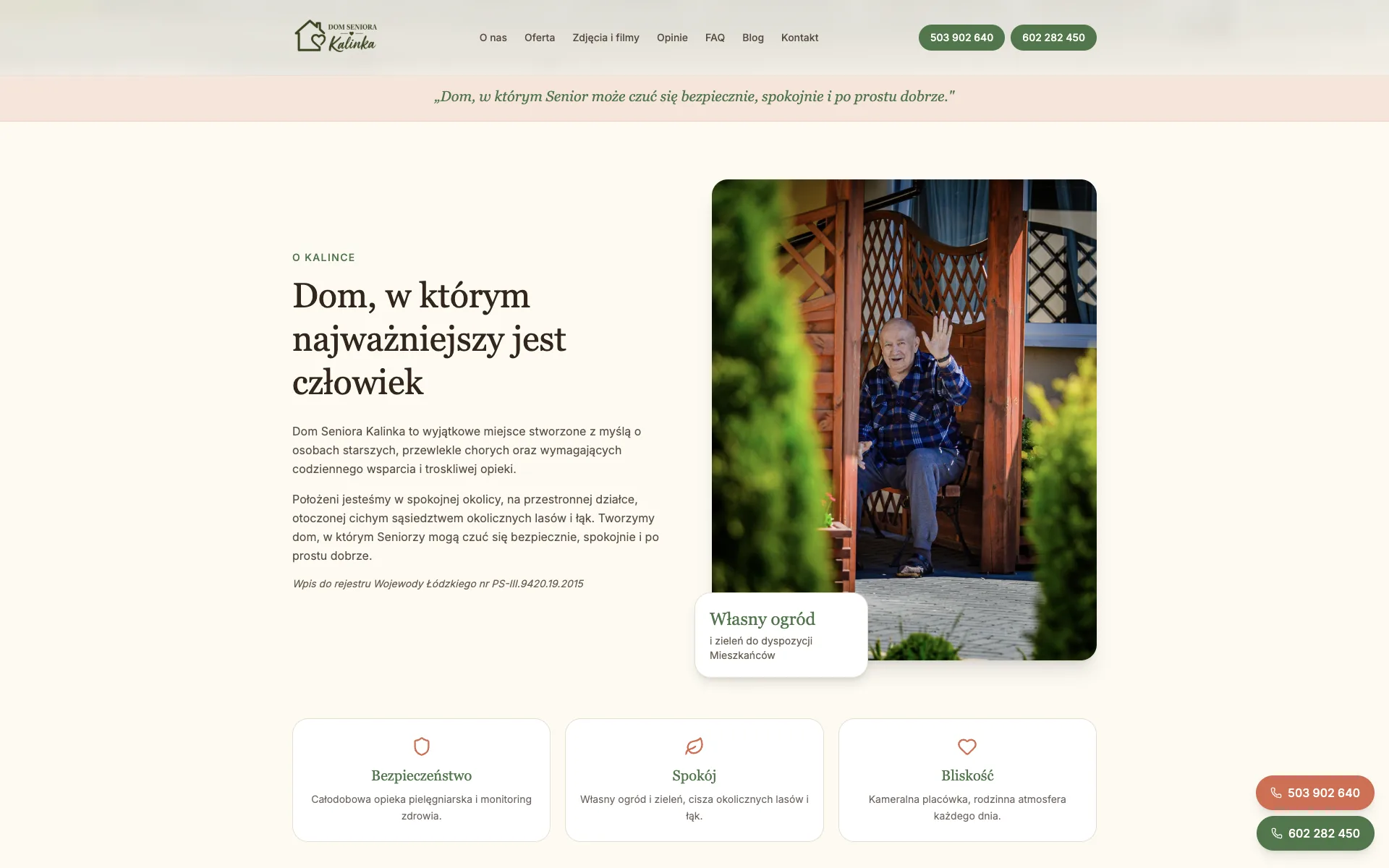 Realizacja Gekos: Dom Seniora Kalinka - Opieka nad seniorami (2026)